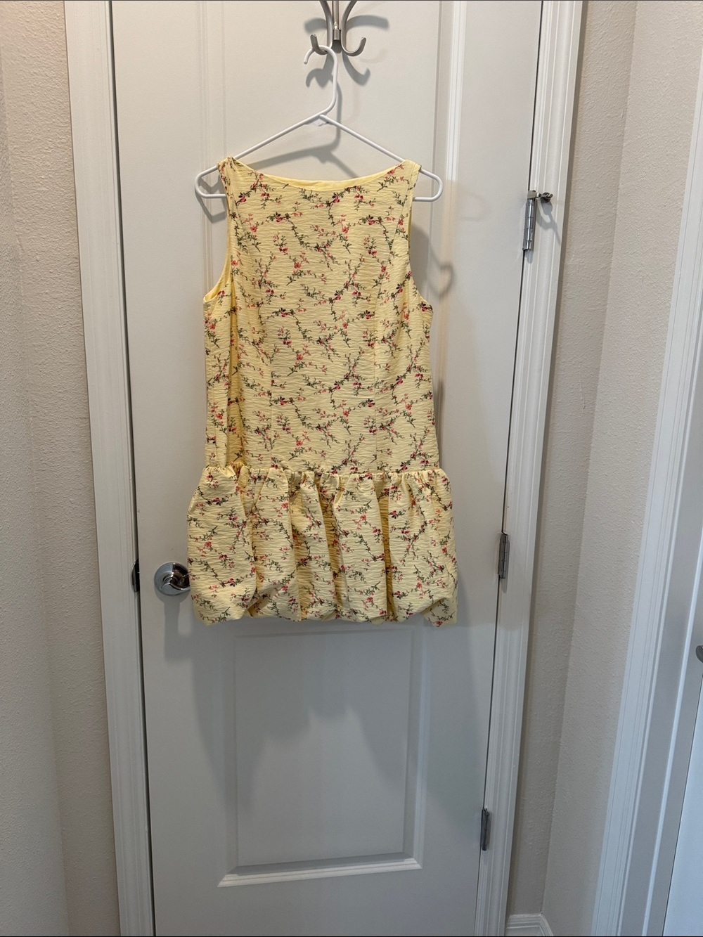 H&M Yellow Floral Sleeveless Ruffle-Hem Dress